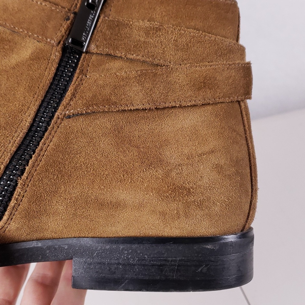 Karl Lagerfeld Paris Suede Ankle Boots 9.5M Buckle Strap Brown Jodhpur Zip-Up - Picture 15 of 16